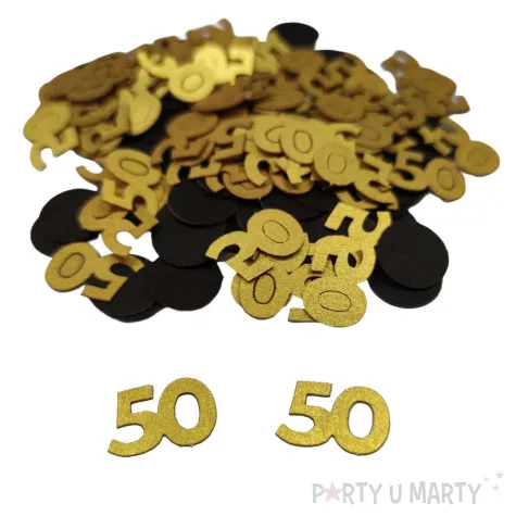 konfetti urodziny cyfra 50 zloto czarny 1 opak