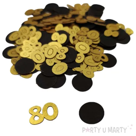 konfetti urodziny cyfra 80 zloto czarny 1 opak