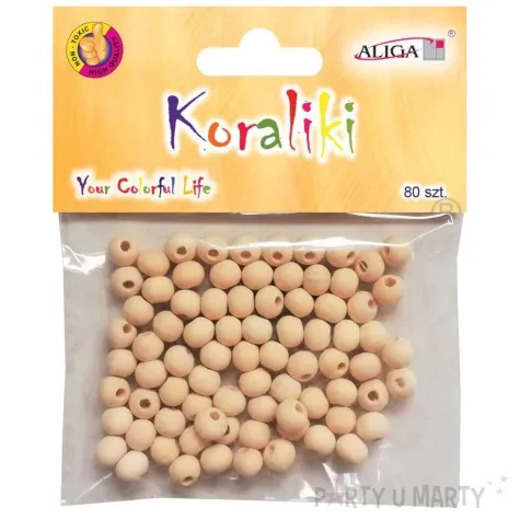 koraliki drewniane okragle gladkie aliga 10mm 80 szt