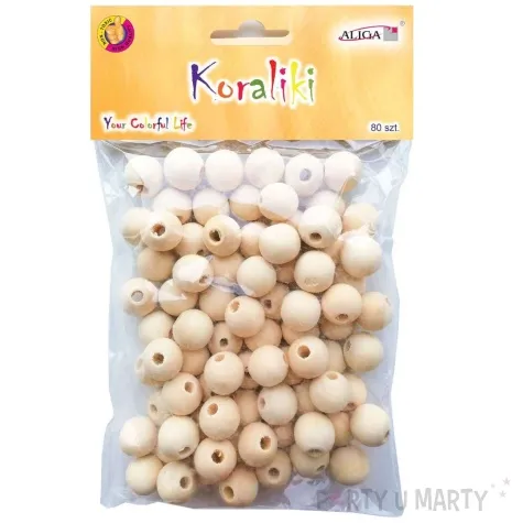 koraliki drewniane okragle gladkie aliga 14mm 80 szt