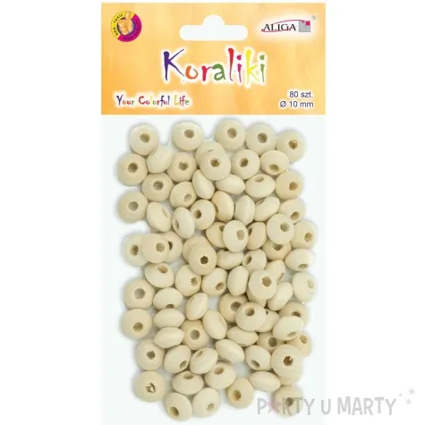 koraliki drewniane plaskie gladkie drewno naturalne aliga 10 mm 80 szt