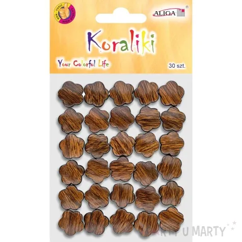 koraliki kwiatki brazowe aliga 15mm 30 szt