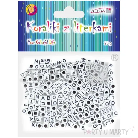 koraliki plastikowe literki aliga 6x6mm 25g