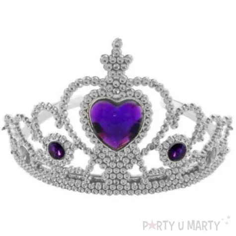 korona party diadem z klejnotami srebrna tropic