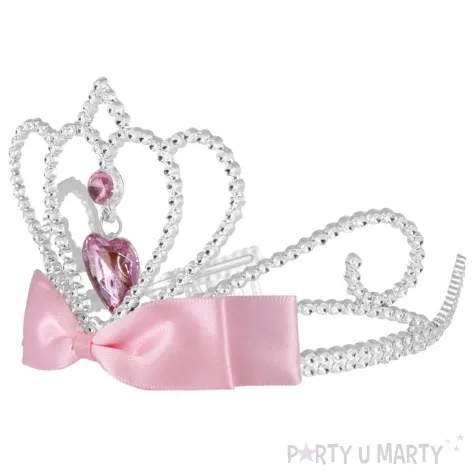 korona party diadem z kokarda rozowy jasny partypal