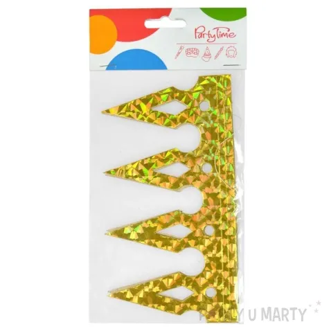 korona party holograficzna groty papierowa zlota arpex