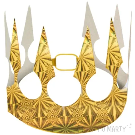 korona party holograficzna groty w gwiazdki papierowa zlota arpex