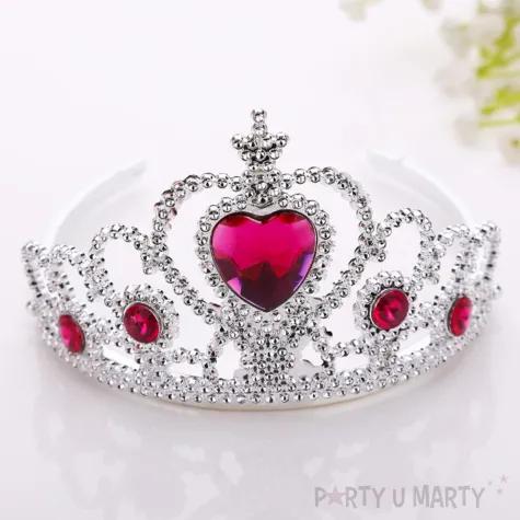 korona party tiara ksiezniczki z sercem srebrna arpex