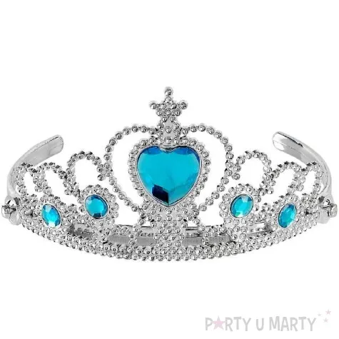 korona party tiara srebrna z klejnotem turkusowa widmann