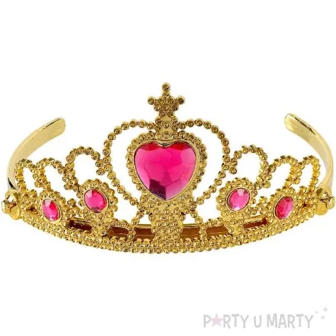 korona party tiara z rozowym klejnotem zlota widmann