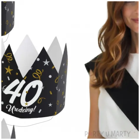 korony papierowe 40 urodziny glamour birthday 3 szt