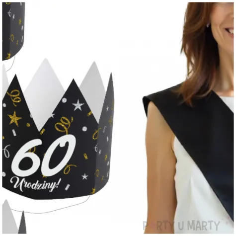korony papierowe 60 urodziny glamour birthday 3 szt