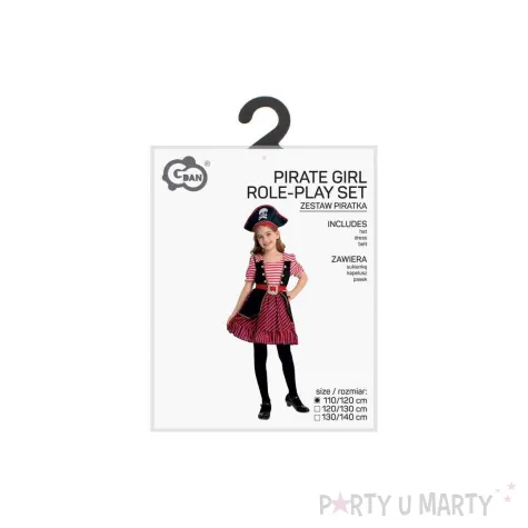 kostium dzieciecy stroj dla dziewczynki na karnawal kapitan piaratow zestaw rozm 110 120