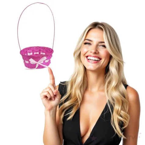 koszyk wielkanocny z wstazka rozowy arpex