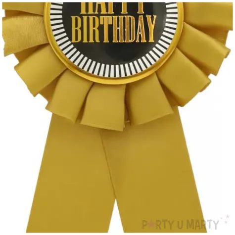 kotylion happy birthday zloto czarny godan 8 cm