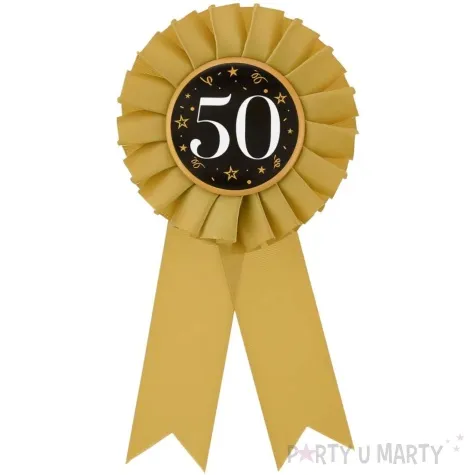 kotylion jubileuszowy 50 zloto czarny godan 8 cm