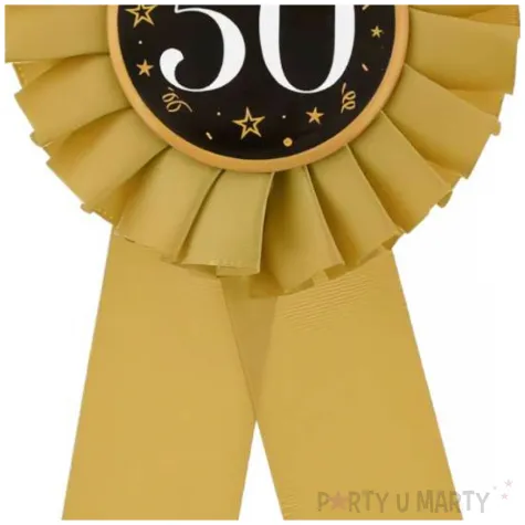 kotylion jubileuszowy 50 zloto czarny godan 8 cm