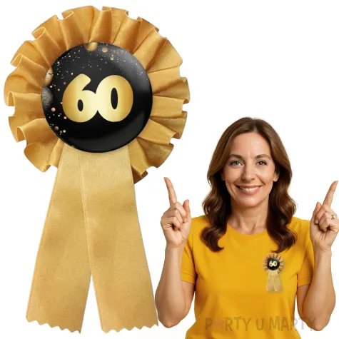 kotylion prezent na 60 urodzinowy zloto czarny w stylu glamour