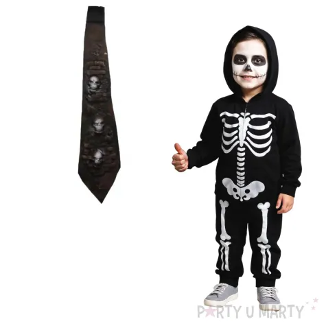 krawat czaszki w murze szaro czarny party tino