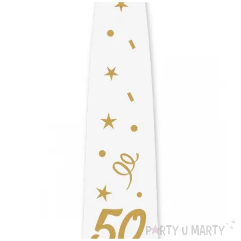 krawat na 50 urodziny dodatek do stroju glamour birthday bialy 43 cm