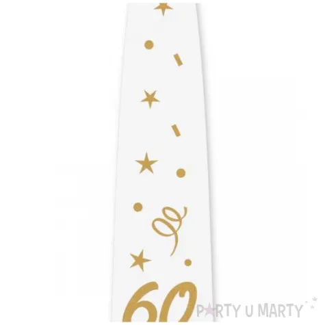 krawat na 60 urodziny dodatek do stroju glamour birthday bialy 43 cm