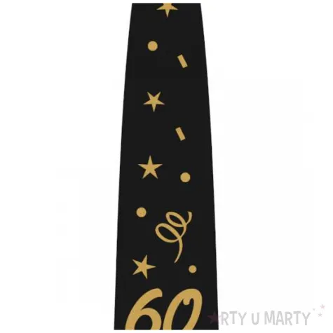 krawat na 60 urodziny dodatek do stroju glamour birthday czarny 43 cm