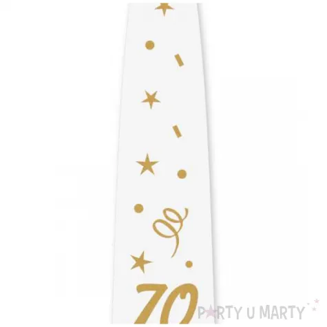 krawat na 70 urodziny dodatek do stroju glamour birthday bialy 43 cm