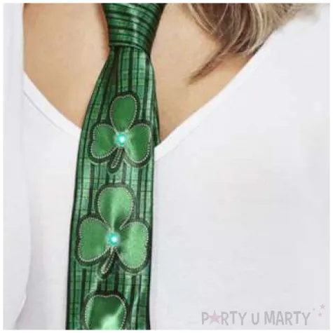 krawat sw patryk koniczynki led zielony smiffys