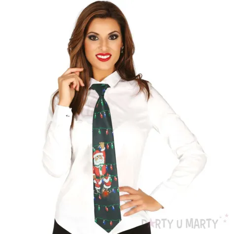 krawat swiateczny mikolaj led gra i swieci guirca