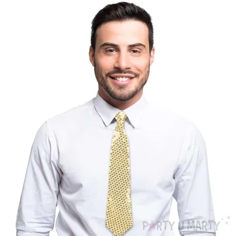 krawat z cekinami zloty godan 38 5 cm