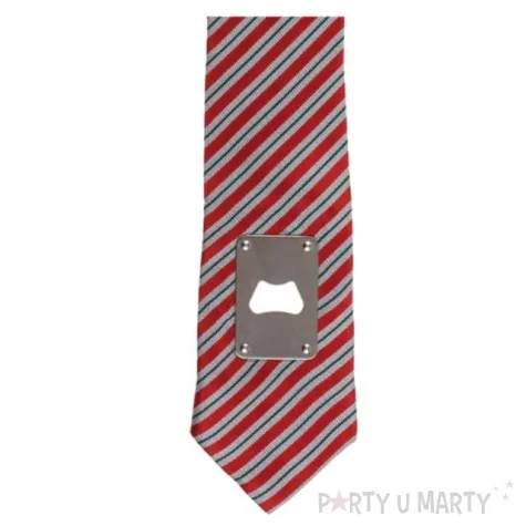 krawat z otwieraczem czerwone paski ootb