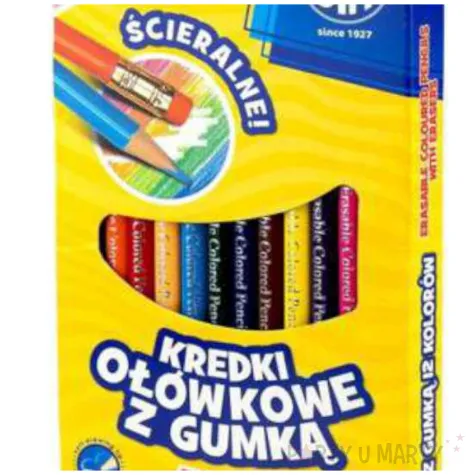 kredki olowkowe z gumka mix astra 12 szt