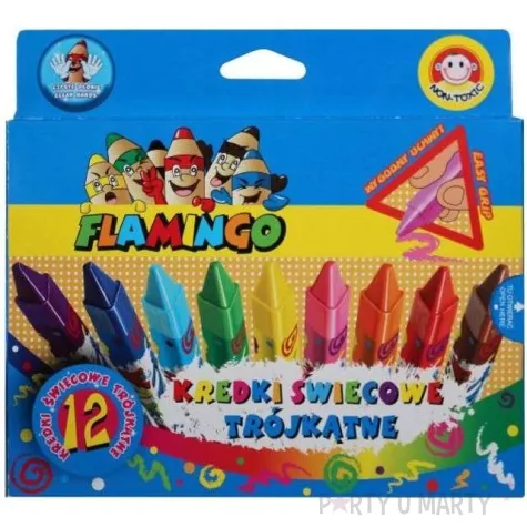 kredki swiecowe trojkatne mix flamingo 12 szt