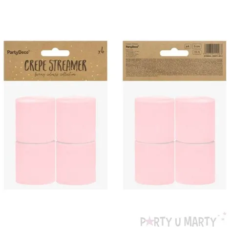 krepa dekoracyjna slim classic rozowa jasna partydeco 5x10m
