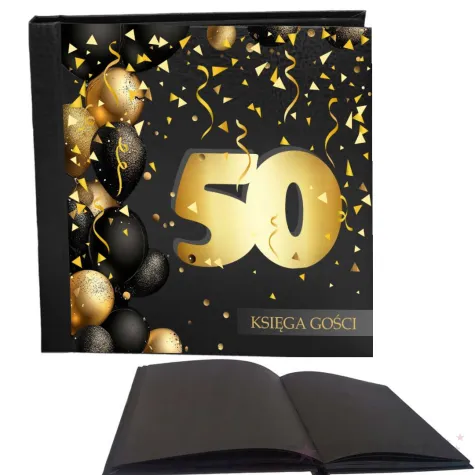 ksiega gosci album pamiatkowy na zdjecia i podpisy 50 urodziny glamour czarne kartki