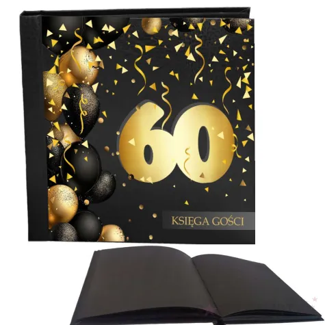 ksiega gosci album pamiatkowy na zdjecia i podpisy 60 urodziny glamour czarne kartki