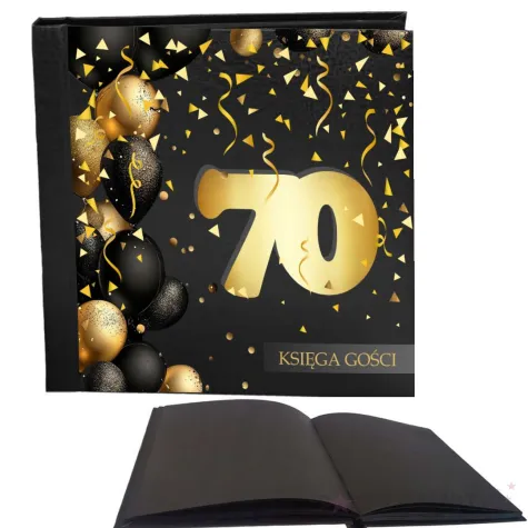 ksiega gosci album pamiatkowy na zdjecia i podpisy 70 urodziny glamour czarne kartki