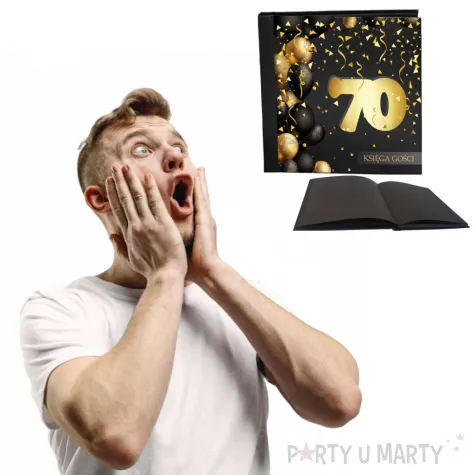 ksiega gosci album pamiatkowy na zdjecia i podpisy 70 urodziny glamour czarne kartki