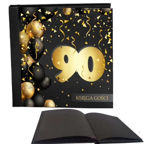 ksiega gosci album pamiatkowy na zdjecia i podpisy 90 urodziny glamour czarne kartki