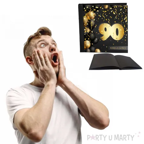 ksiega gosci album pamiatkowy na zdjecia i podpisy 90 urodziny glamour czarne kartki