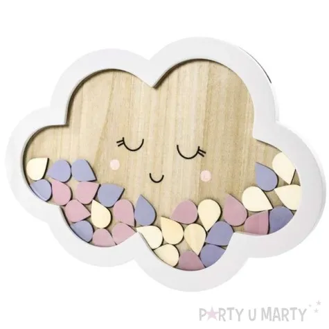 ksiega gosci drewniana chmurka partydeco 43x30 cm 30 kropelek