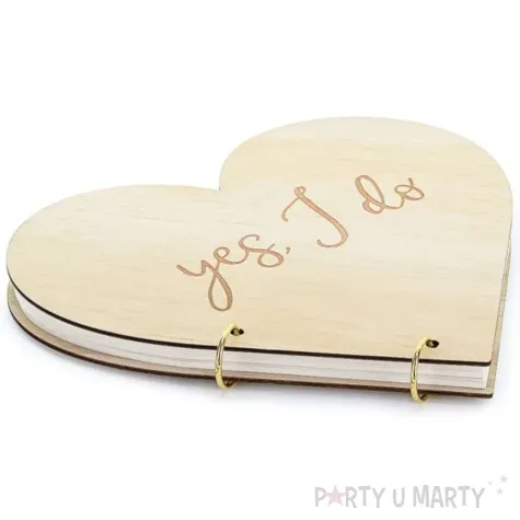 ksiega gosci drewniane serce partydeco 25x26 5 cm 40 stron