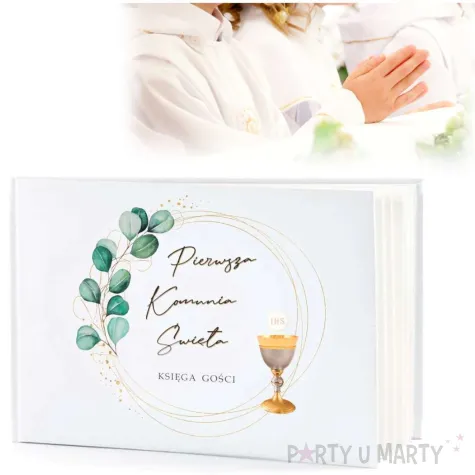 ksiega gosci komunia swieta eukaliptus z hostia 31x22 cm