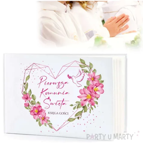ksiega gosci komunia swieta rozowe serce 31x22 cm
