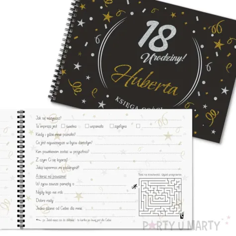 ksiega gosci na urodziny album pamiatkowy na zdjecia i podpisy glamour birthday personalizacja