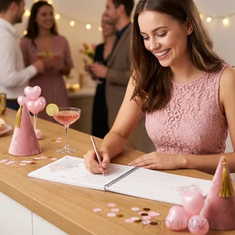 ksiega gosci na urodziny album pamiatkowy na zdjecia i podpisy glamour birthday personalizacja