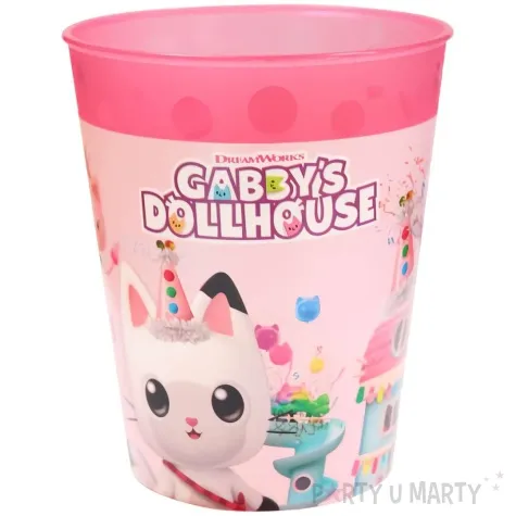 kubeczek plastikowy wielorazowy gabbys dollhouse rozowy jasny procos 250 ml