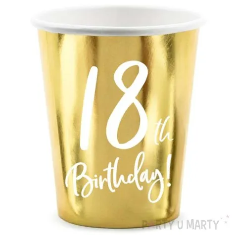 kubeczki 18 urodziny gold partydeco 220 ml 6 szt