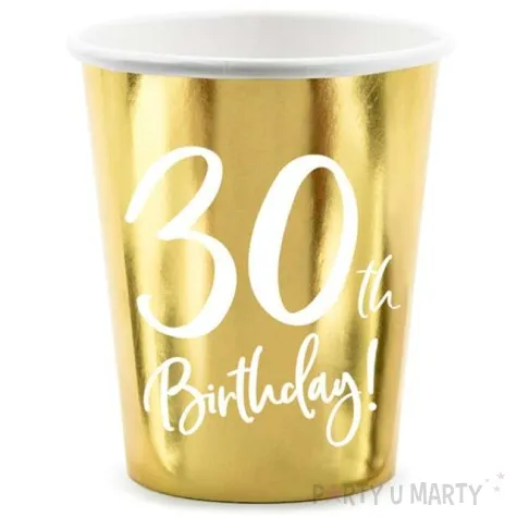kubeczki 30 urodziny gold partydeco 220 ml 6 szt