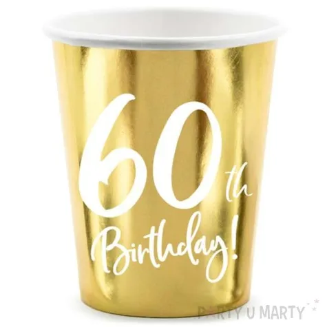kubeczki 60 urodziny gold partydeco 220 ml 6 szt